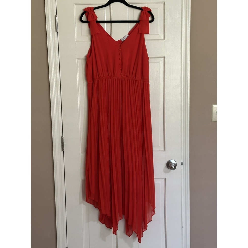 Gibson Latimer Women's Midi Pleated Dress, Size XL Orange/Red NWT